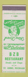 Matchbook Cover - BZB Restaurant St Johns MI