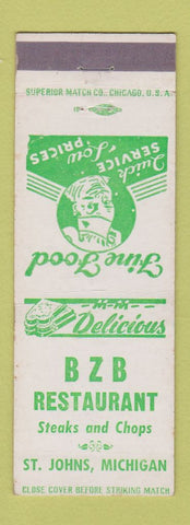 Matchbook Cover - BZB Restaurant St Johns MI