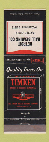Matchbook Cover - Timken Roller Bearings Battle Creek MI