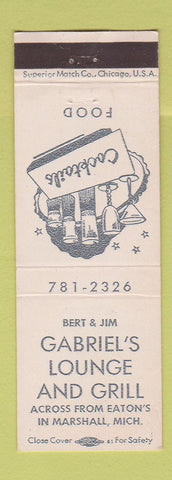 Matchbook Cover - Gabriel's Lounge Grill Marshall MI