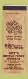 Matchbook Cover - Art's Bottle Fence Gardens Waters MI