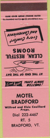 Matchbook Cover - Motel Bradford VT