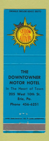 Matchbook Cover - Downtowner Motor Hotel Erie PA Quality Motels
