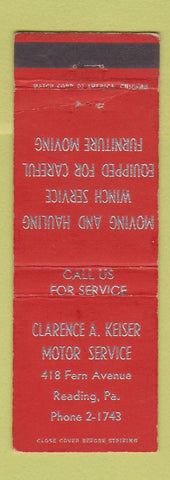 Matchbook Cover - Clarence Keiser Motor Service Reading PA