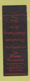 Matchbook Cover - Home Restaurant Allentown PA