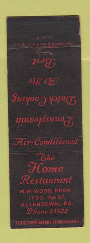 Matchbook Cover - Home Restaurant Allentown PA