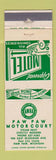 Matchbook Cover - Paw Paw Motor Court Motel MI