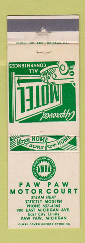 Matchbook Cover - Paw Paw Motor Court Motel MI