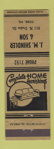 Matchbook Cover - JM Schindler & Son Furniture York PA