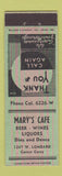 Matchbook Cover - Mary's Cafe Baltimore MD