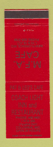 Matchbook Cover - MFA Cafe New Florence MO Coach Light Inn Columbia MO