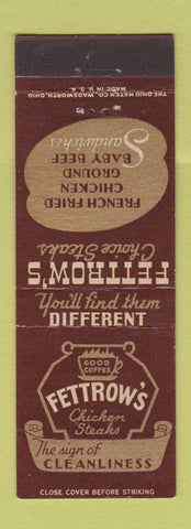 Matchbook Cover - Fettrow's Restaurant  Harrisburg PA