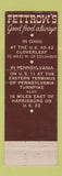 Matchbook Cover - Fettrow's Restaurant  Harrisburg PA