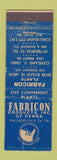 Matchbook Cover - Fabricon Products Philadelphia PA WORN