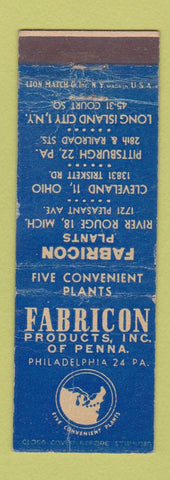Matchbook Cover - Fabricon Products Philadelphia PA WORN