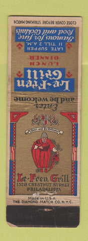 Matchbook Cover - Le Fren Grill Philadelphia PA WORN