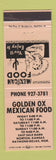 Matchbook Cover - Golden Ox Mexican Restaurant Norton KS