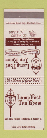 Matchbook Cover - Lamp Post Tea Room Gettysburg PA