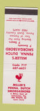 Matchbook Cover - Miller's Penn Dutch Smorgasbord Lancaster PA