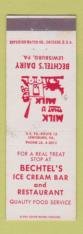Matchbook Cover - Bechtel's Ice Cream Bar Restaurant Dairy Lewisburg PA
