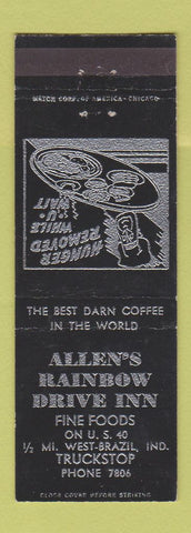 Matchbook Cover - Allen's Rainbow Drive Inn Brazil IN