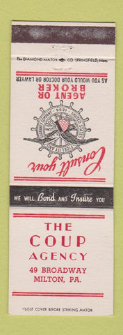Matchbook Cover - Coup Insurance Agency Milton PA