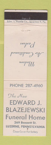 Matchbook Cover - Edward Blazejewski Funeral Home Luzerne PA