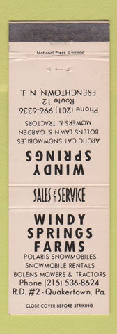 Matchbook Cover - Windy Springs Farms Quakertown PA Frenchtown