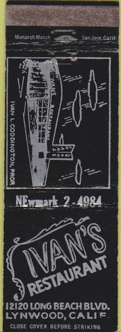 Matchbook Cover - Ivan's Restaurant Lynwood CA