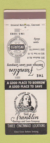 Matchbook Cover - Franklin Savings and Loan Cincinnati OH Benjamin