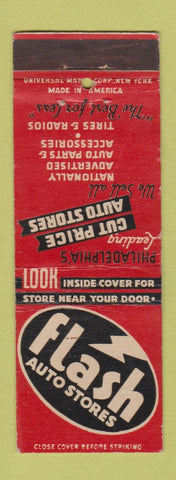 Matchbook Cover - Flash Auto Stores parts Philadelphia PA WEAR