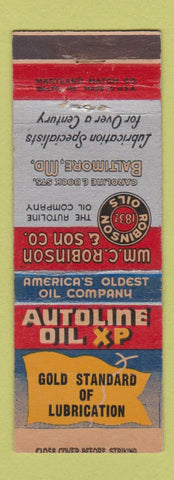 Matchbook Cover - Autoline Oil XP WM Robinson Baltimore MD