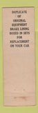 Matchbook Cover - Raybestos Brake Lining Bridgeport CT