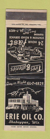 Matchbook Cover - Erie Oil Sheboygan WI Tires Batteries