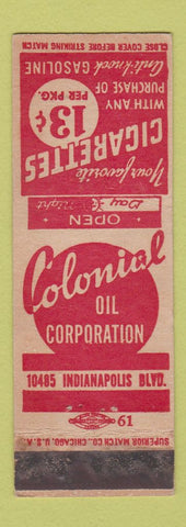 Matchbook Cover - Colonial Oil Ciagrettes gas WEAR