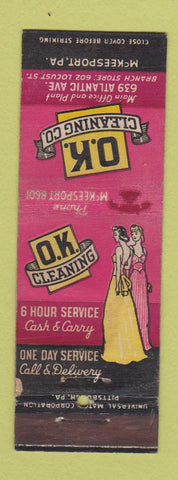 Matchbook Cover - OK Cleaning McKeesport PA girlie WORN