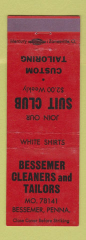Matchbook Cover - Bessemer Cleaners Tailors PA Suit City Tailoring