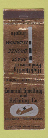 Matchbook Cover - Colonial Smelting Refining Columbia PA