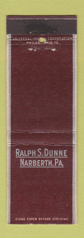 Matchbook Cover - Ralph Dunne Narberth PA Socony oil gas Jeddo Coal