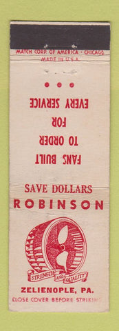 Matchbook Cover - Robinson Fans Zelienople PA WEAR