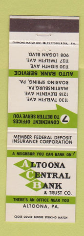 Matchbook Cover - Altoona Central Bank PA