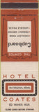 Matchbook Cover - Hotel Coates Virginia MN
