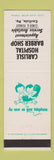 Matchbook Cover - Carlisle Hospital Barber Shop PA