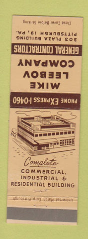 Matchbook Cover - Mike Leebov Contractors Pittsburgh PA