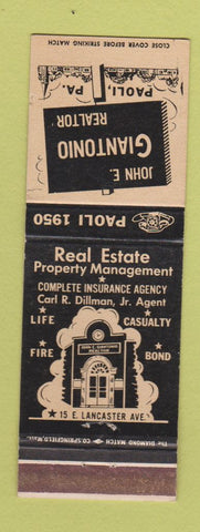 Matchbook Cover - John Giantonio Real Estate Paoli PA WEAR