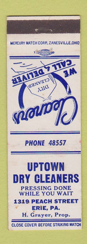 Matchbook Cover - Uptown Dry Cleaners Erie PA