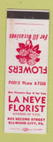 Matchbook Cover - La Neve Florist Flowers Ellwood City PA