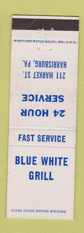 Matchbook Cover - Blue White Grill Harrisburg PA