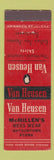 Matchbook Cover - Van Heusen McMillen's Watsontown PA WEAR