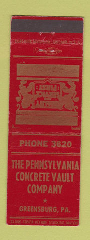 Matchbook Cover - Pennsylvania Concrete Vault Company Greensburg PA